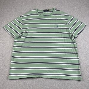Polo Ralph Lauren T Shirt Mens 2XL Mint Green Blue Striped Classic Fit Pony